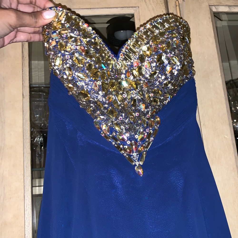 Royal blue strapless dress